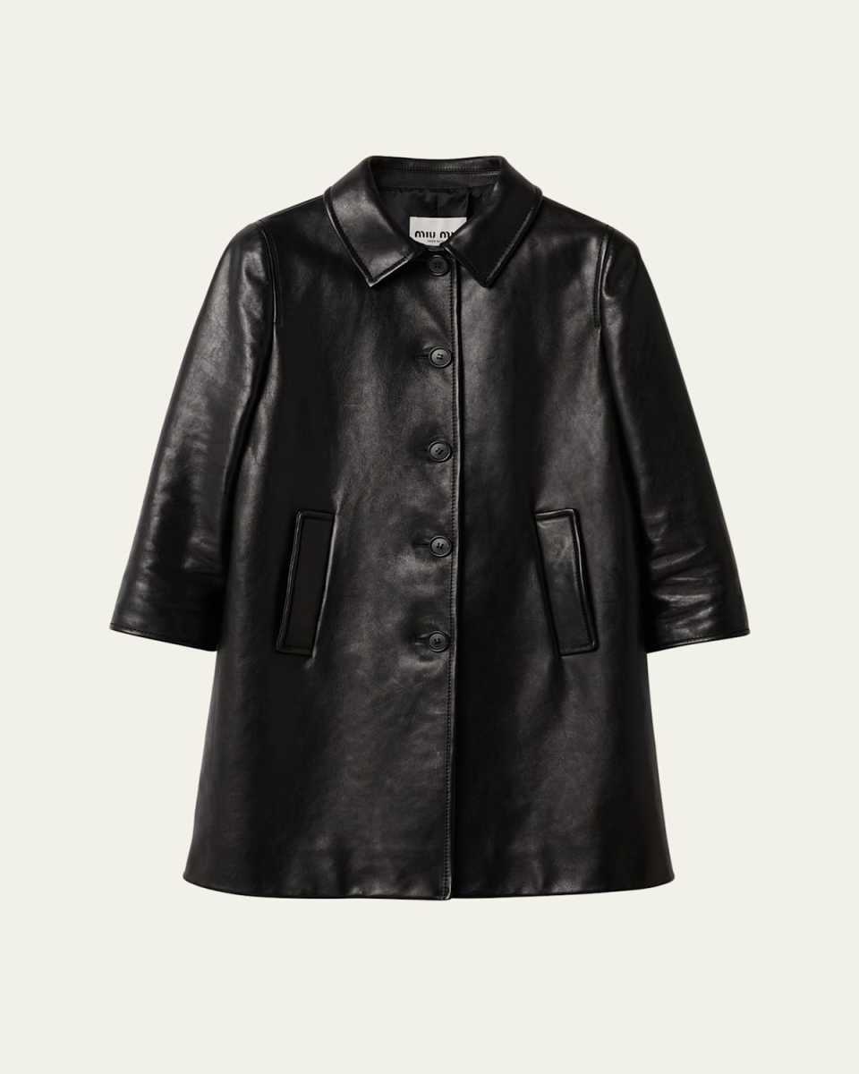Embossed Logo Leather Jacket
